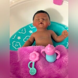 My Mini Baby with Lavender Blanket& Crib